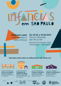 Cartaz da exposição Infâncias em São Paulo na Chácara Lane, parte da Coleção de Arte da Cidade (2021).